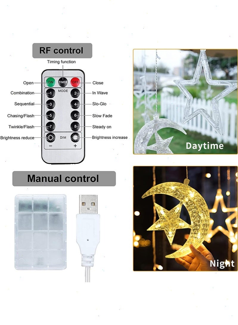 Topyich 8 Models Ramadan Lights,  LED Moon Star Ramadan Lights with Remote Control, Star Moon Ramadan Decoration for Indoor Outdoor - Image 3